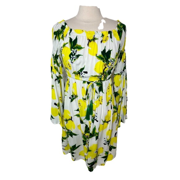Lemon Drawstring Bathing Suit Coverup Dress Solitaire Swim Women’s L Cruise New - Picture 1 of 11